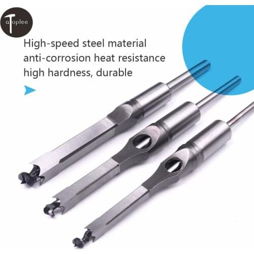 1/3Pcs HSS Square Hole Drill Bit Square Auger Mortise Chisel Drill Bit Woodworking Drill Tool Guide Positioner Inch 5/16 3/8 1/2