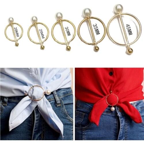 10Pcs Women Pearls Round Circle Scarf Ring Waist Buckle Silk Clasp Clips for Neckerchief T-Shirt Shawl Ring Wrap Holder