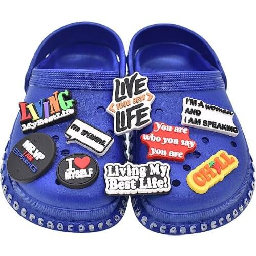 10Pieces Shoe Charms Accessories I'm Speaking/Chill/Pretty Shoe Decoration for Kids Xmas Party Gifts