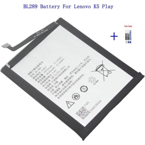 1x 3030mAh BL289 Replacement Battery For Lenovo K5 Play K5Play L38011 Batteries + Repair Tools Kit