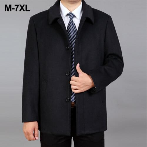 2021 Spring Men Wool Coat Wool Blend Jacket Autumn Wool Cashmere Jacket Male Pea Coat Winter Woolen Coat Overcoat Plus Size 7XL