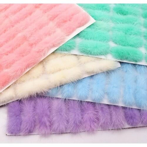 40pcs/card Natural Soft Mink Fur Pompom Bowknot 3x7cm Pom Pom Bow Tie DIY Pompones Hair Apparel Sewing Accessories Craft Supply