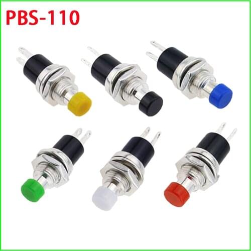 10Pcs 7mm Thread Multicolor 2 Pins Momentary Push Button Switch