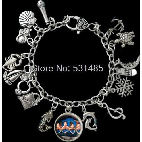 6pcs Mako Island Of Secrets H2O Just Add Water Mermaid Themed Charm Bracelet
