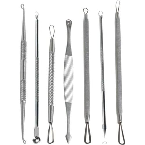7Pcs Blackhead Remover Tool Kit Face Skin Care Tools Facial Comedone Acne Needle Clip Pimple Tweezer Blemish Extractor tools Set