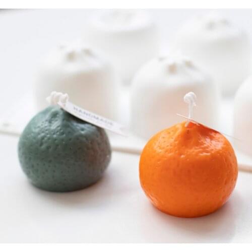 8 Orange Aromatherapy Candle Silicone Molds Creative Candle Mold Fruit Series Decoration Soap Cake Making Mold