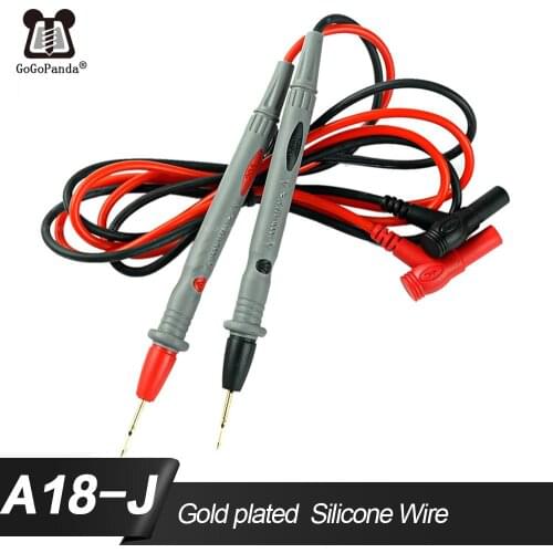 Free Shipping A18-J Gold plated Silicone Wire for Digital Multimeter Ultra Pointed Plated Copper 1000V 20A Leads Test Probe