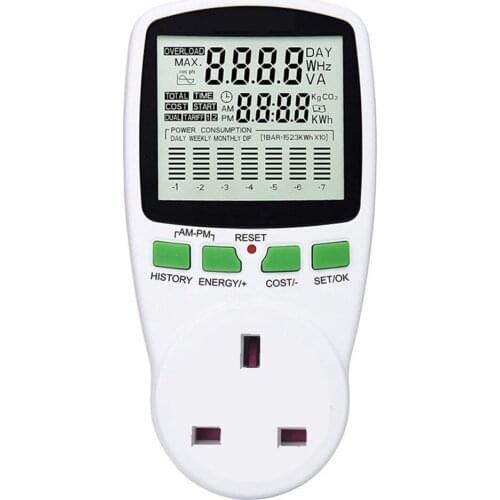 Digital Wattmet Power Meter Energy Meter Voltage Chart Power Measuring Socket Indoor Countdown Timer Socket Grounded