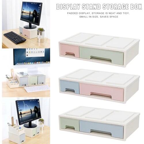LCD Monitor Stand Holder Bracket with Office Drawer Storage Box Organizer for Desktop GDeals