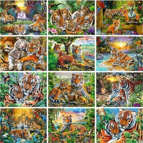 Evershine Diamond Painting Tiger Full Square Diamond Embroidery Animal 5D DIY Rhinestone Mosaic Cross Stitch Kit Home Decoration