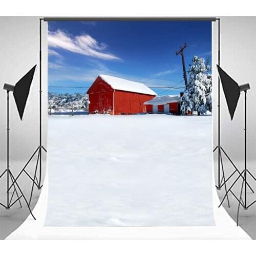 Mehofoto Winter Farm Backdrops for Photography Warehouse Photo Booth Backgrounds Forest Tree Props MW-296