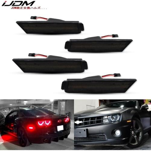IJDM 12V Amber/Red Full Side Marker Lights For 2010-2015 Chevy Camaro, (Front: Amber, Rear: Red) Powered by Total of 96 SMD LED
