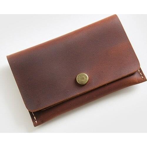 Minimalist Genuine Leather Wallet for Credit Cards Hasp Cardholder