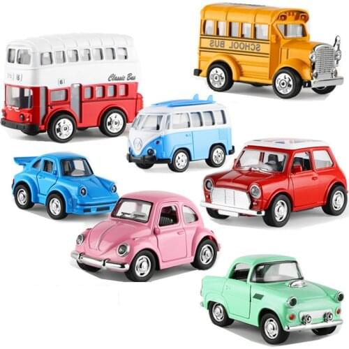 Alloy Car Model Car Acousto-optic Bus Truck Shool Bus with Pull Back for Boy Girl Toy Present Gift