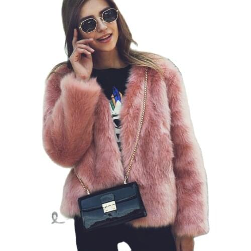 T0676 Europe and America fashion imitation fox fur Coat Autumn &Winter Furry Overcoat Women Casual Short Jacket Coat
