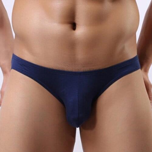 Mens Slim Low Waist Underwear Sexy Men Modal Briefs Convex Pouch Underpants Low Waist Solid Color Bikini Underpants