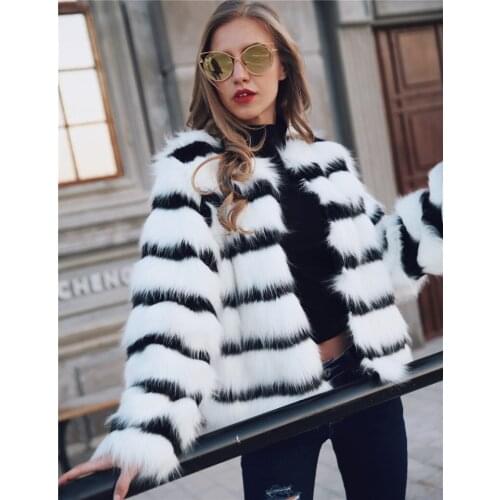 New winter imitation fur coat large size womens coat loose round collar short mixed color coat fur jacket women fur coat women
