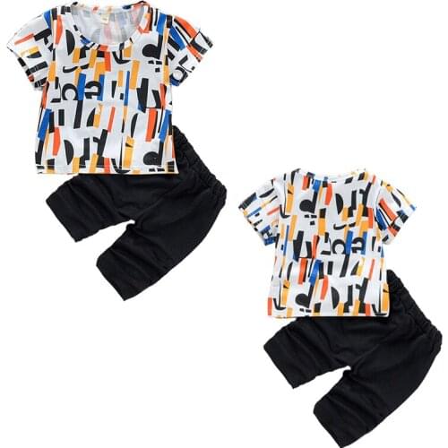 2-6T Boy Girl Set Outfit Boys T-Shirt Shorts Sets Summer Costumes Colorful Pockets Short Pant Suit Clothes Outfits Kids Clothing