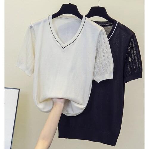 Pullover Women Sweate Summer Candy Colors Tops Knitted 2021 Korean TShirt Woman Clothes Tee Shirt Femme Camisetas Mujer