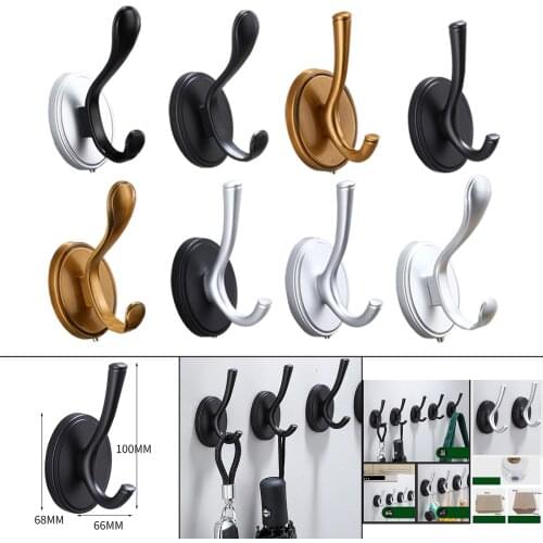 Thickened Coat Hook Wall Mounted Punch-free Aluminum Robe Hat Hanger Heavy Duty Kitchen Bathroom Entrance Hall