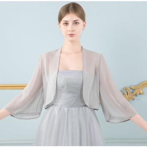 2020 Simple Mother of the Bride Chifon Jacket Long Sleeve Women Spring Autumn Evening Wraps Belor