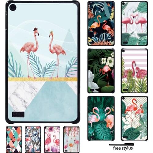 Hard Shell for Amazon Fire 7 5/7/9th Gen /HD 8 / 10/Fire HD 8/ Plus 10th Gen 2020 - Flamingo Pattern Tablet Case + Pen