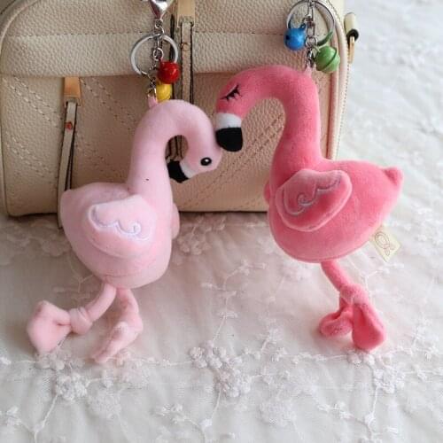 Wholesale 10pcs 18cm cartoon sleepy flamingo plush little bag key chain vehicle pendant soft stuffed toy girl gift