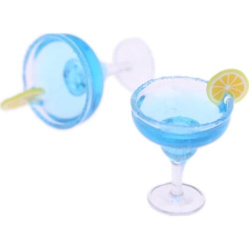 2Pcs 1/12 Mini Cocktail Cup Simulation Drink Glass Model Toy Doll House Decoration Dollhouse Miniature Accessories