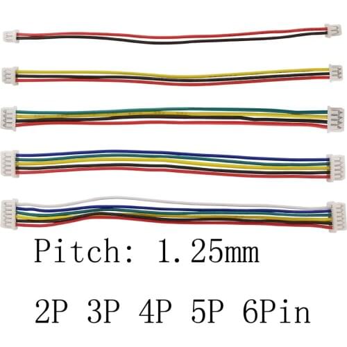 20/10/5Pcs Micro JST 1.25mm Wire Cable Connector Pitch 1.25mm 2P 3P 4P 5P 6Pin Double Female Plug Electronic Wire Connectors