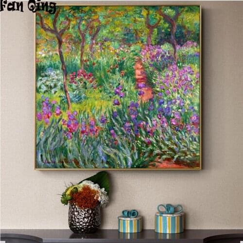 5d DIY Diamond Embroidery Monet Flowers in the garden Full square round Diamond Painting Cross Stitch Diamond Mosaic 3d pictures