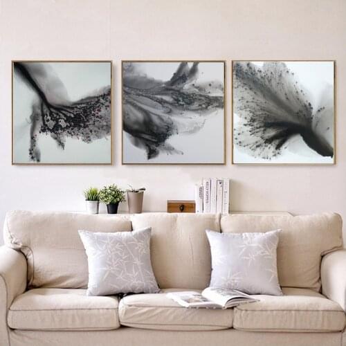 Chinese Style Abstract Flower Black Ink Painting Poster Canvas Print Painting Wall Art Living Room Home Decoration