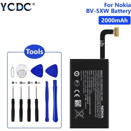 2000mAh BV-5XW Battery For Nokia Lumia 1020 EOS RM-877 RM 876 875 877 1020 RM-876 RM-875 BV 5XW Battery + Free tools