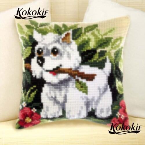 Accessories for handmade pillow kits cross stitch set throw pillow cotton Embroider needlework kits dog pattern pillowcase kits