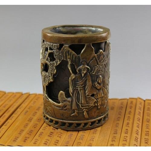 Antique brass ornaments pen copper bronze figure hollowed out a gift on behalf of the Qixi Festival utility