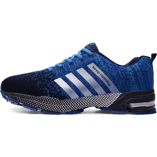 Hot Sale Men Running Shoes Fly-Knitting Outdoor Sports Shoes Lightweight Sneakers for Women Athletic Training Footwear