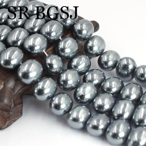 Free Shipping 15x12mm Egg Dark Grey Natural Shell Pearl Jewelry Making Spacer Loose Beads Strand 15"