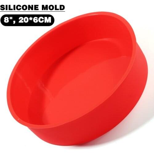 Large 8 Inch Round Cake Pan Tins Cake Bread Baking Mold Tray Non-stick Food Grade Fexible Silicone Heat Resistent Bakeware