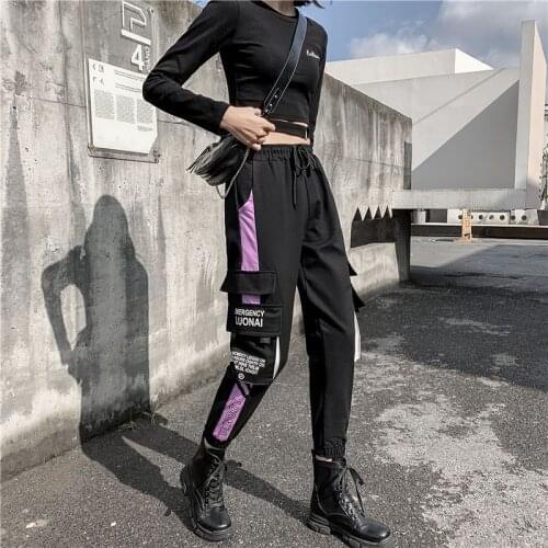 Fashion woman pants women cargo high waist pants loose trousers joggers female sweatpants streetwear