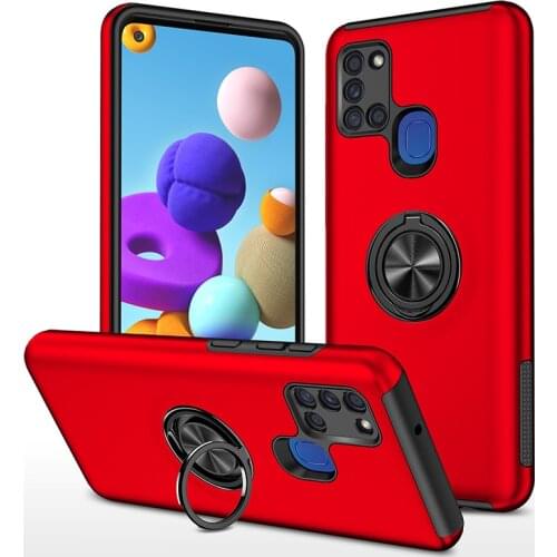 For Samsung Galaxy A21S Cases Shockproof Armor Phone Cover For Samsung A21S A21 S A 21S Matte Car Magnetic Ring Holder Cases