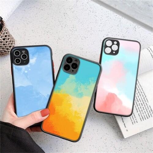 Luxury Printed Watercolor Case For iPhone 12 11 Pro Max 7 8 Plus X XR XS Max SE 2020 12 Mini Plain Frosted Shockproof Back Shell