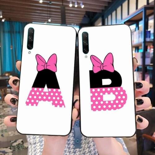 Cartoon mouse bow 26 letters Phone Case for Huawei Honor 30 20 10 9 8 8x 8c v30 Lite view pro