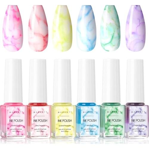 Makartt Blooming Nail Polish, Sweet Cravings Collection Nail Ink Watercolor Pink Blue Pastel Blossom Gel Nail Polish Magic