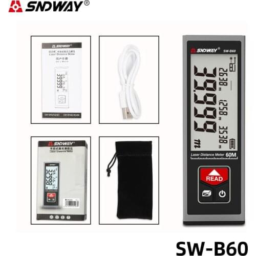 SNDWAY SW-B60 Laser Rangefinder Handheld Laser Rangefinder 40M 50M 60M Segment Lcd Digital Display Electronic Laser Tape Measure