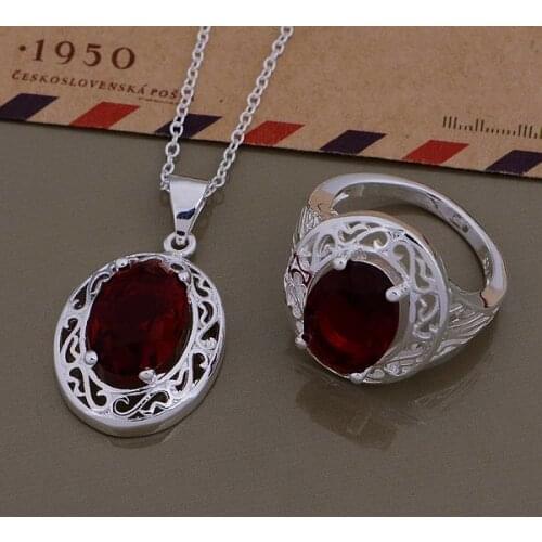 AS549 Hot sterling Jewelry Sets Ring 377 + Necklace 878 /avlajmsa bbyajtfa silver color