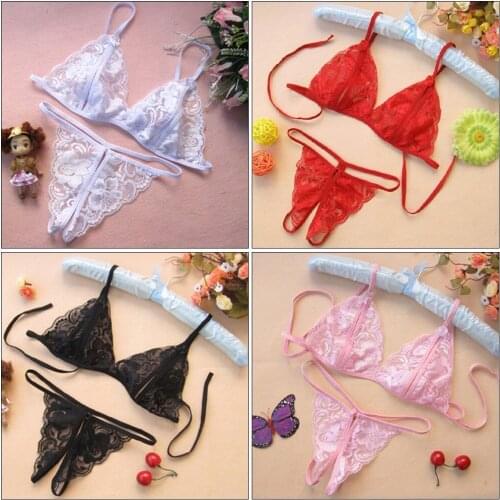 Ruffle Lace Lingerie Sexy Womens Underwear Transparent Short Skin Care Kits Sexy Lace Bra Brief Sets Erotic Intimate