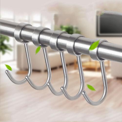 YUMORE 304 Stainless Steel Hooks For Bathroom Kitchen Sliding Hook Storage Shelf Rack Wall Spoon Pot Pan Hanger Robe Coat Hooks