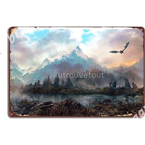 Dragon Mountain Metal Signs Wall Mural Retro Wall Decor Home Tin sign Posters