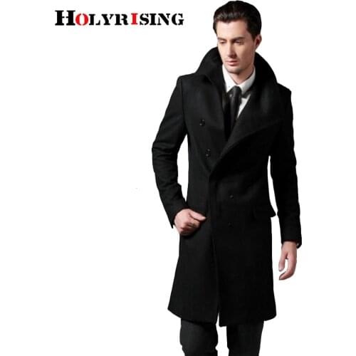 2017 S-3XL large size men wool coat long coat woolen coat erkek mont cappotto abrigo hombre peacoat Holyrising