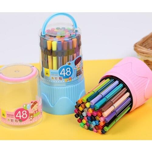 48 Color Watercolor Pen Set bottled Washable Water-Based Watercolor Pen Kindergarten Graffiti brush childrens painting set