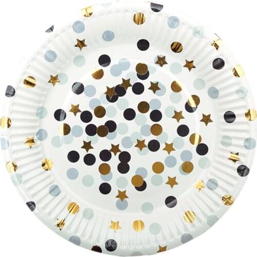 10PCS Disposable Dish Stars Dotted Tableware Cartoon Paper Plate For Dinner Birthday Parties Family Gatherings